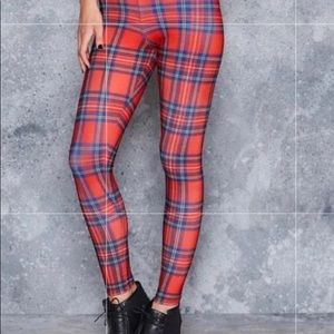 Blackmilk Red Plaid Tartan leggings, good condition. No damages.